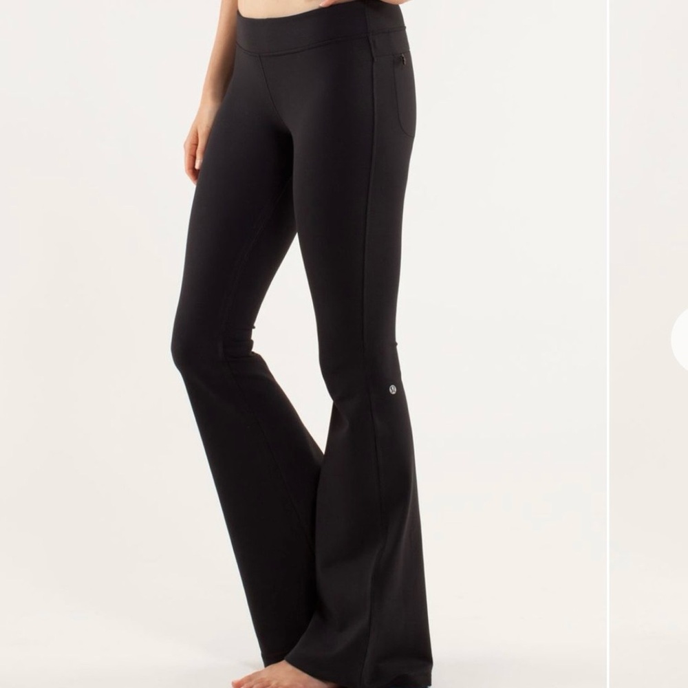Lululemon Wanderful Black Flare Pants Size 4 with Low Rise and 33 3/4 Inseam